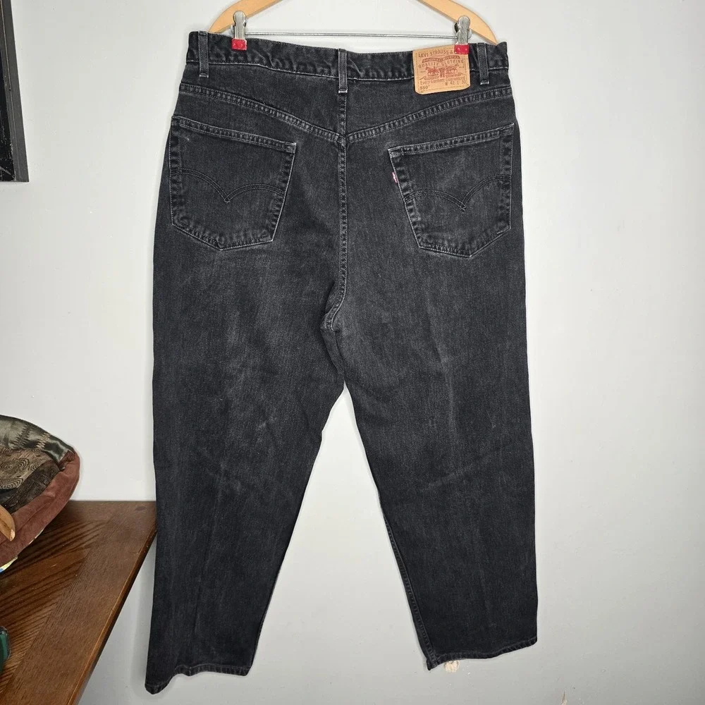 Vintage Levis 550 Jeans Men's 42x30 Black 90s Made in MEX Relaxed Fit